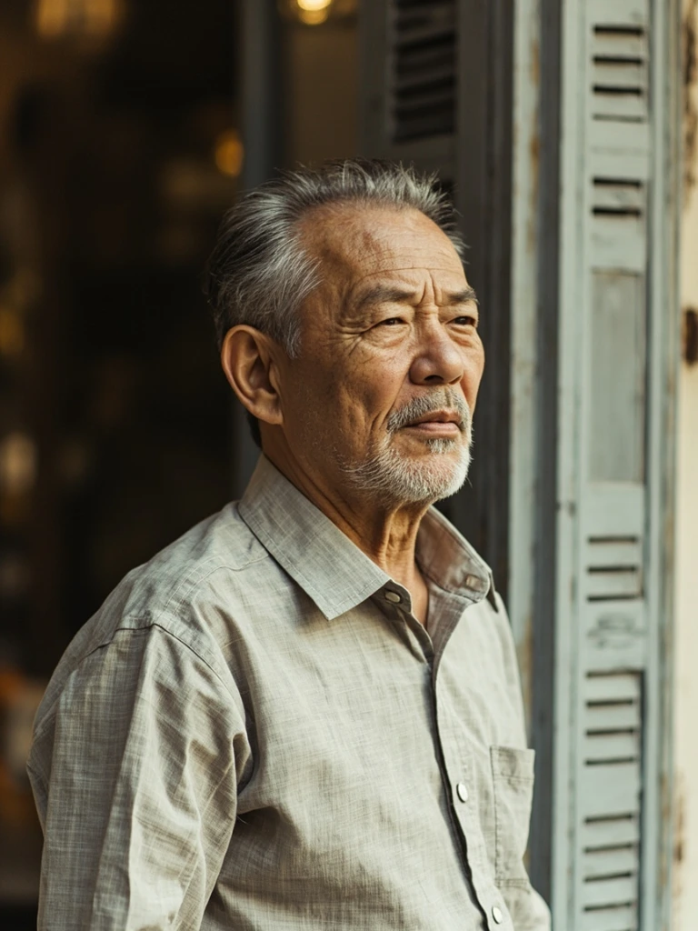 Portrait of Lim Kah Wei, founder, standing outside the editorial office in George Town.